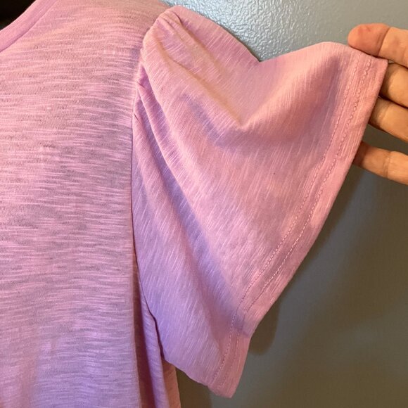 NWOT Penelope Rose Pink Flutter Sleeve Tee Size Large - Picture 5 of 7